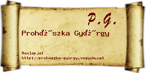 Prohászka György névjegykártya